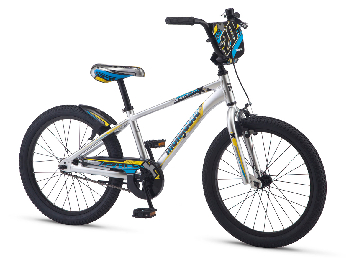 Mongoose Racer X 20" Kids Boys BMX Bike Silver Go Easy Cycles